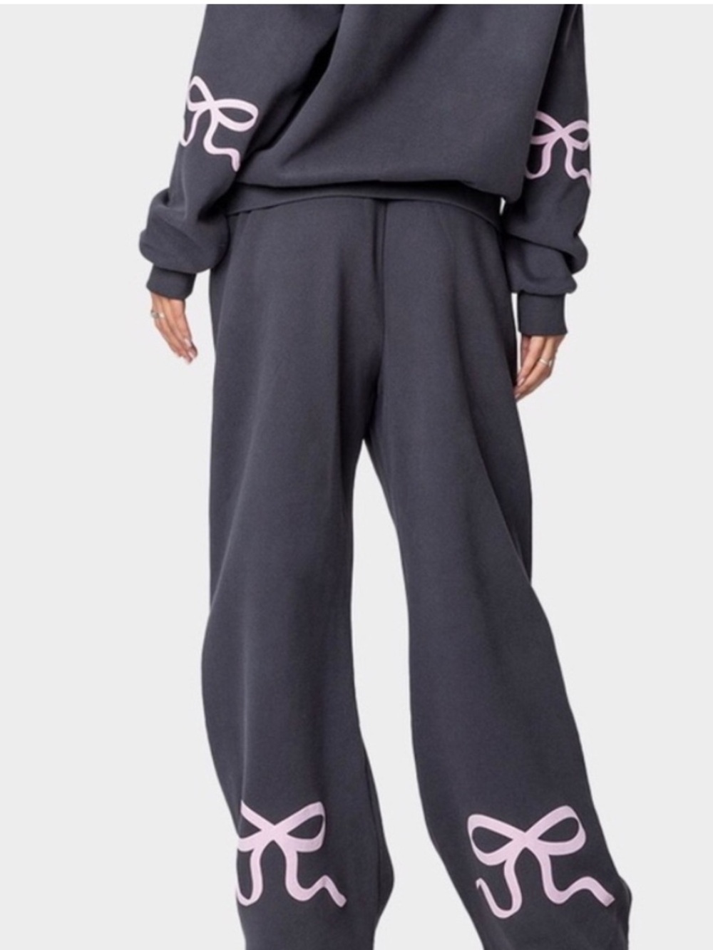 ·Edikted· Wide Leg Gray Bonney Bow Sweatpants Size Medium